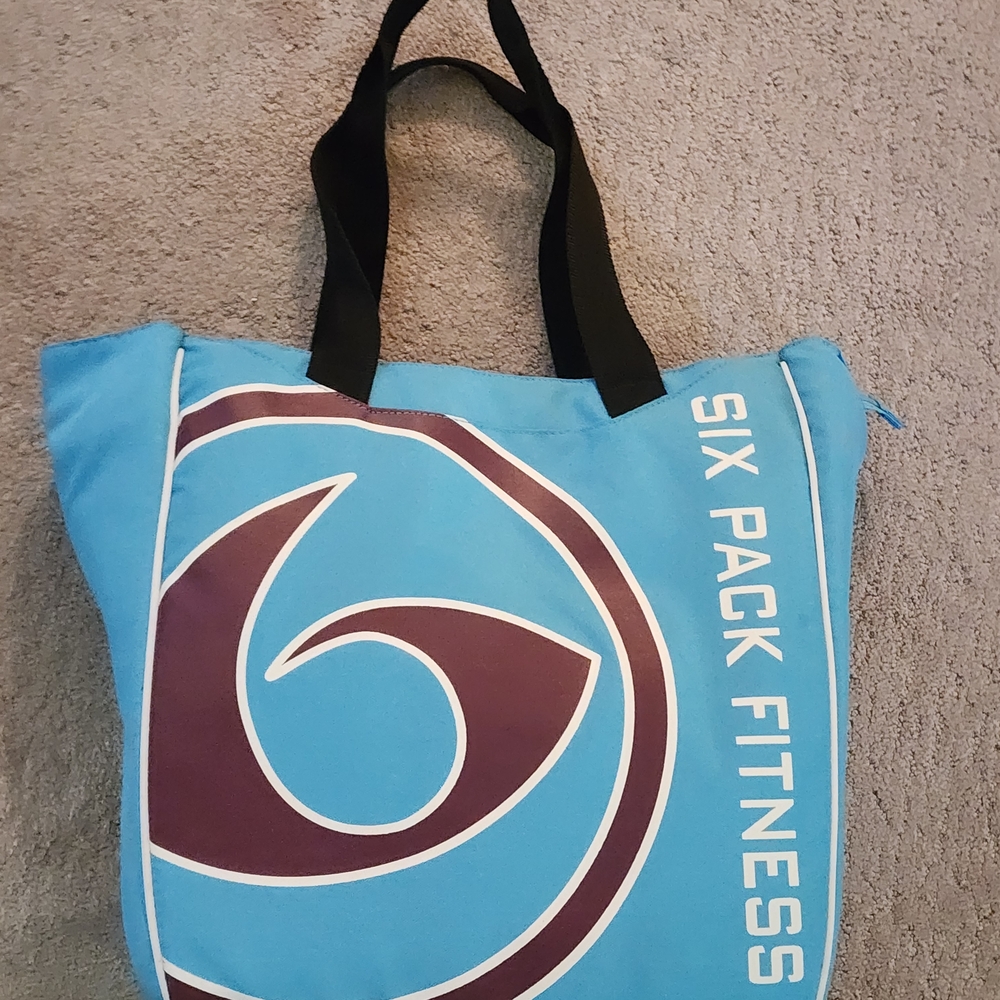 Six Pack Fitness Blue and Black Tote Bag